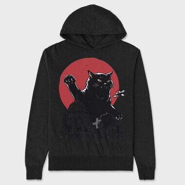 Black Catzilla, Unisex Men's Hoodie