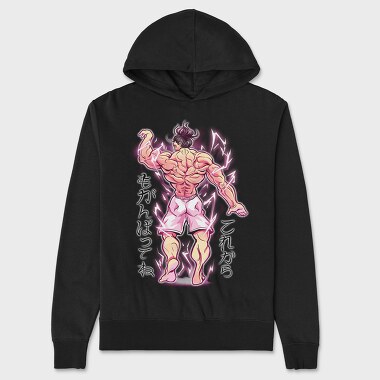 Bodybuilder Back Anime, Unisex Men's Hoodie