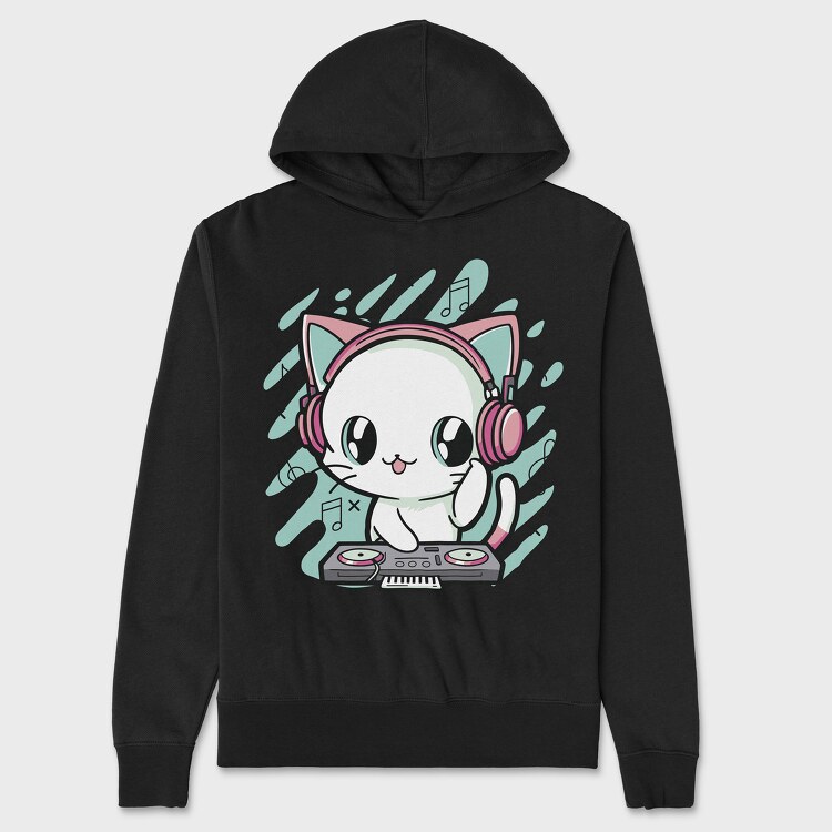 Cute Cat Dj, Unisex Men's Hoodie