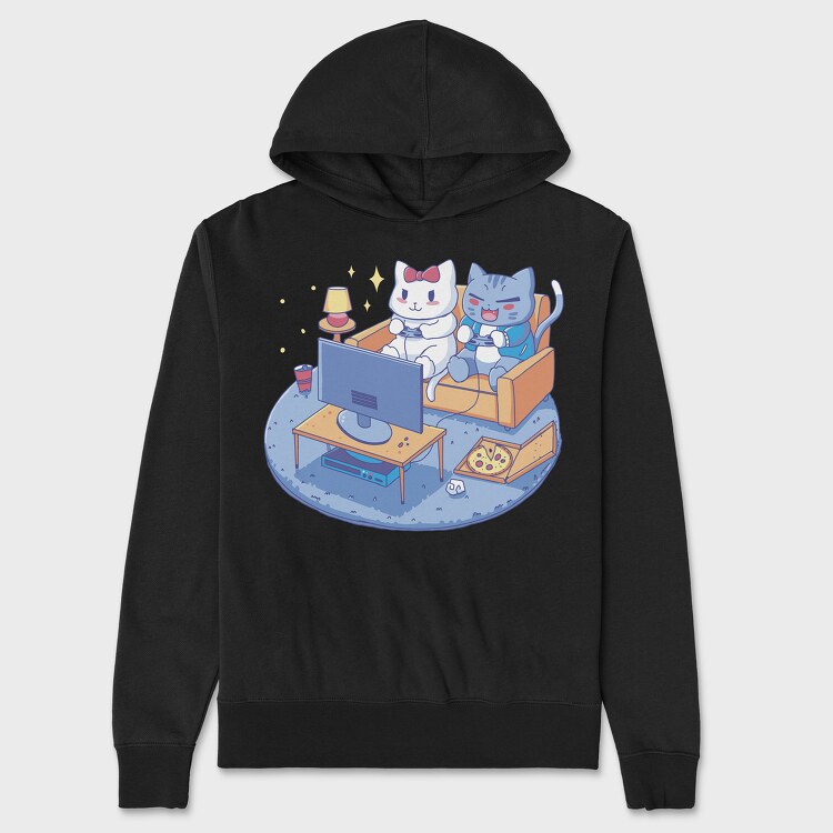 Cute Cats Video Games Anime, Unisex Men's Hoodie