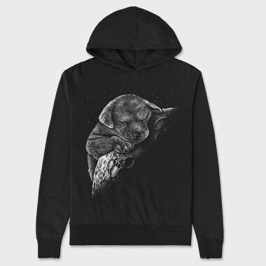 Sleeping Dog Monochrome, Unisex Men's Hoodie