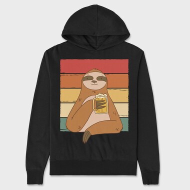 Sloth Drinking Beer, Unisex Men's Hoodie