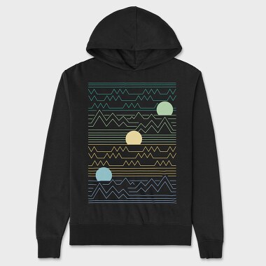 Lineart Sunset Landscape, Unisex Men's Hoodie