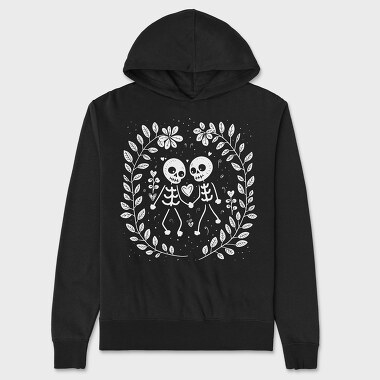 Unisex Men's Hoodie, Cute Skeletons in Love