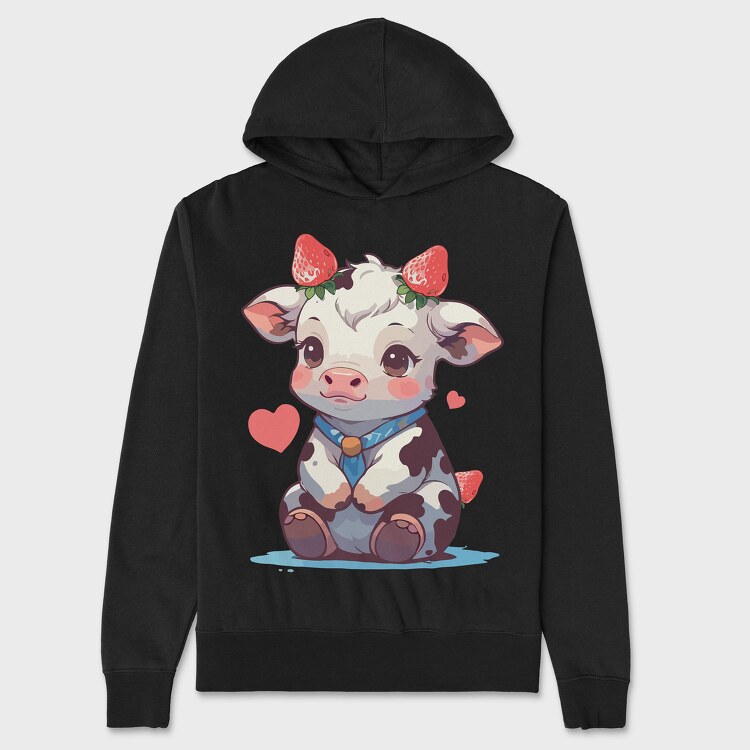 Cute Strawberry Cow, Унисекс Мъжко Суичър