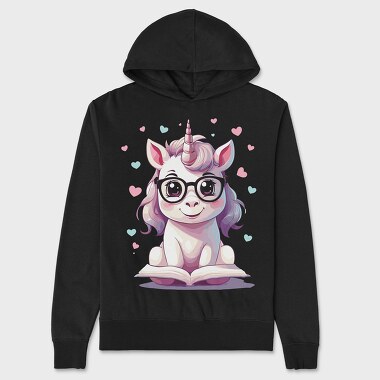 Cute Unicorn Reading, Unisex Men's Hoodie