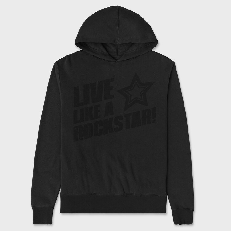Live Like a Rock Star, Unisex Men's Hoodie