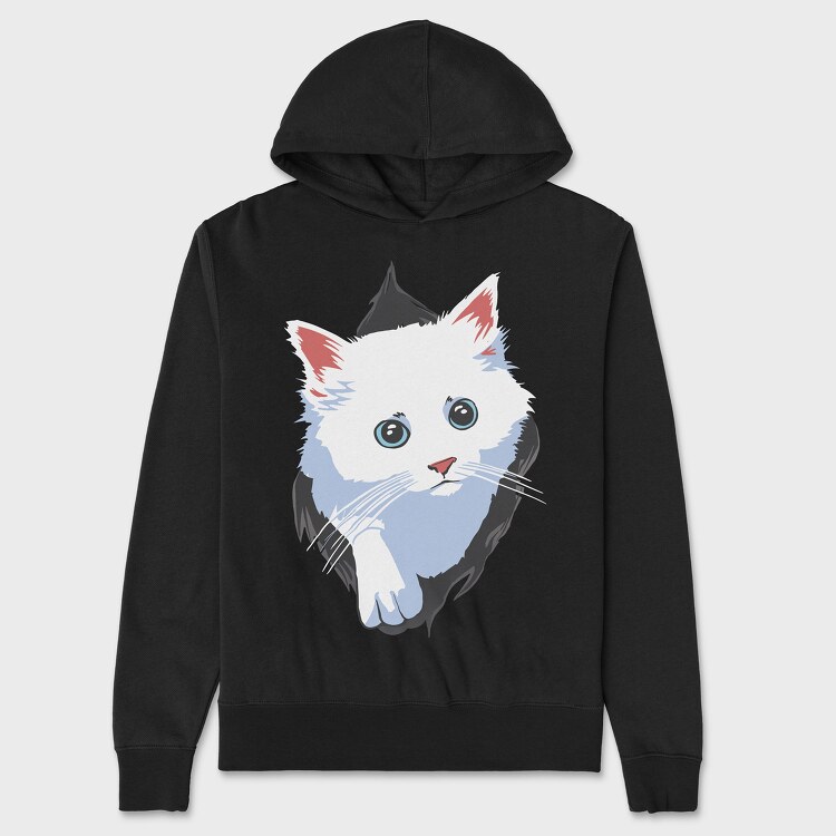 White Cat Box, Unisex Men's Hoodie