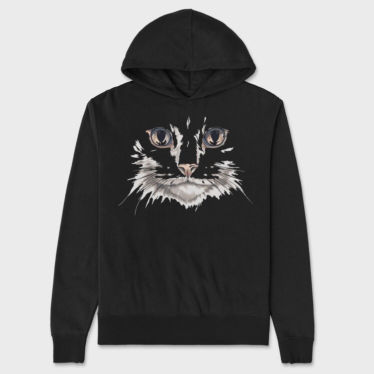White Cat Portrait, Unisex Men's Hoodie