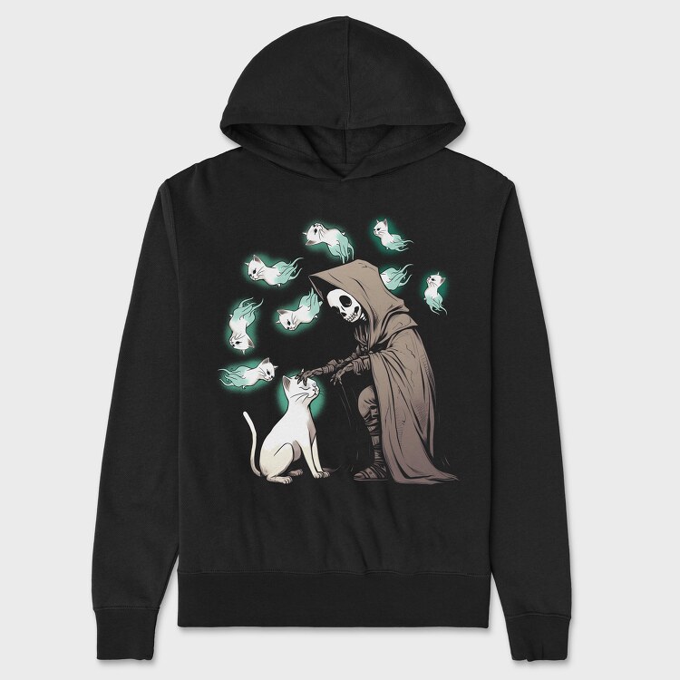 Grim Reaper Cat Lives, Unisex Men's Hoodie