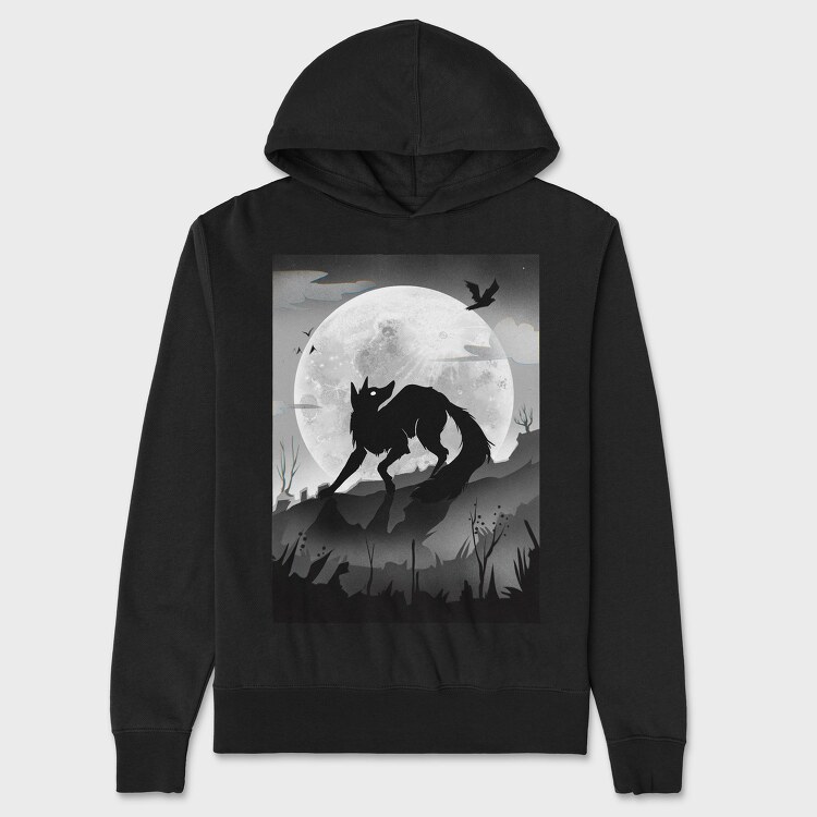 Dark Animals Wolf Silhouette, Unisex Men's Hoodie