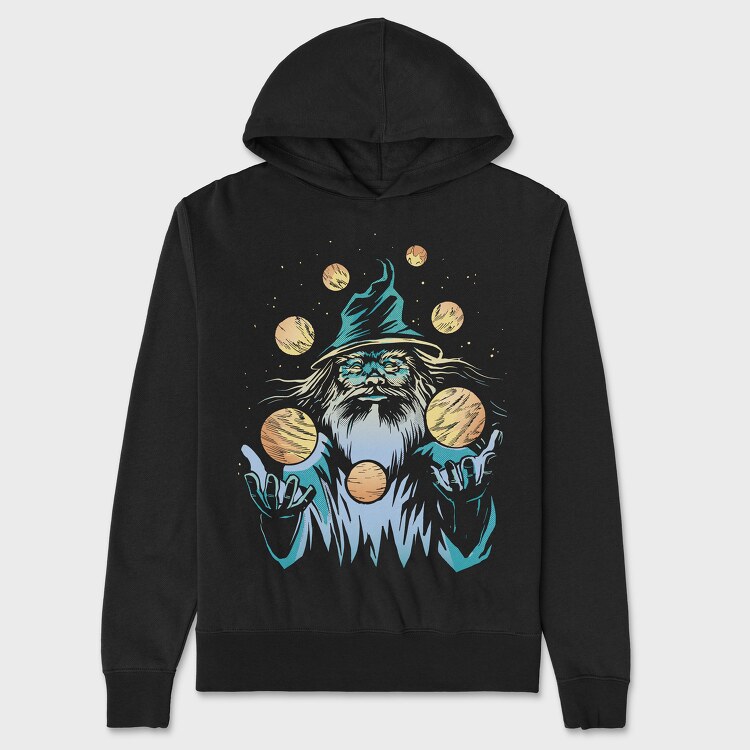 Wizard Juggling Planets, Unisex Men's Hoodie