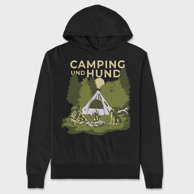 Camping and Hund, Unisex Men's Hoodie