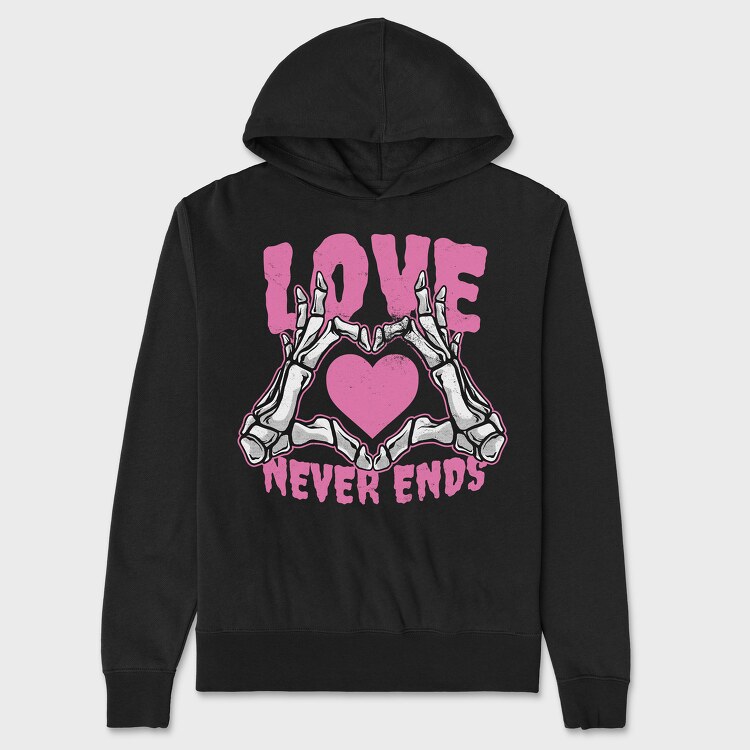 Love Never Ends Skeleton, Unisex Men's Hoodie