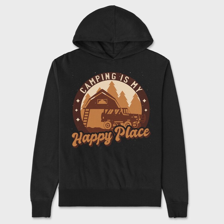 Camping Happy Place, Unisex Men's Hoodie