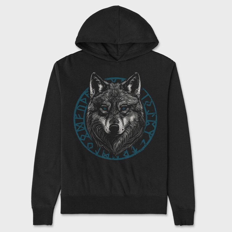 Wolf Head Blue, Unisex Men's Hoodie