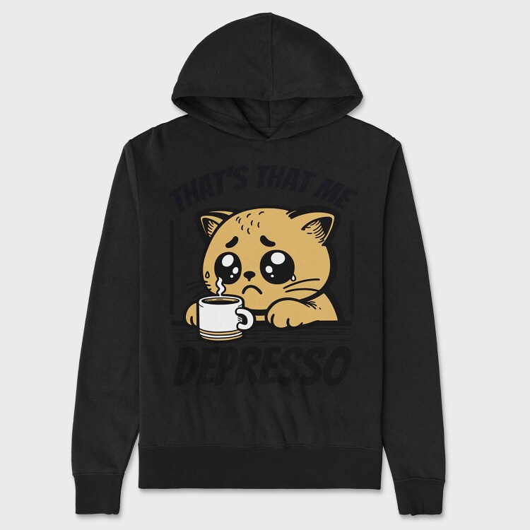 Depresso Cat, Unisex Men's Hoodie