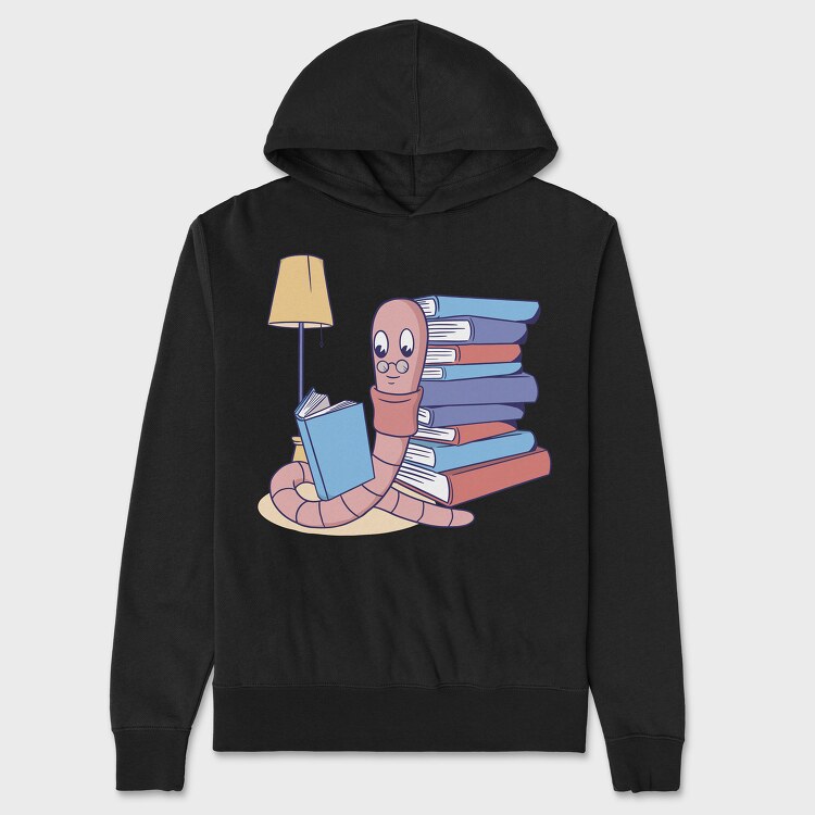 Worm Book, Unisex Men's Hoodie