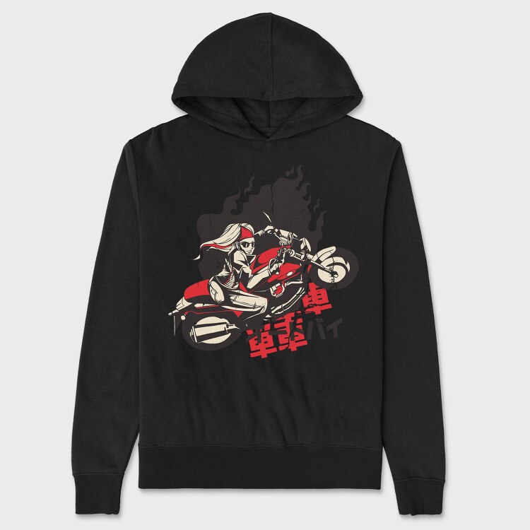 Motorcycle Girl, Unisex Men's Hoodie