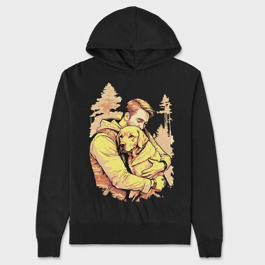 Dog and Man Hug, Unisex Men's Hoodie