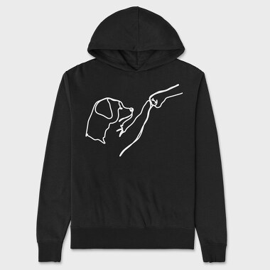 Dog and Man Lineart, Unisex Men's Hoodie