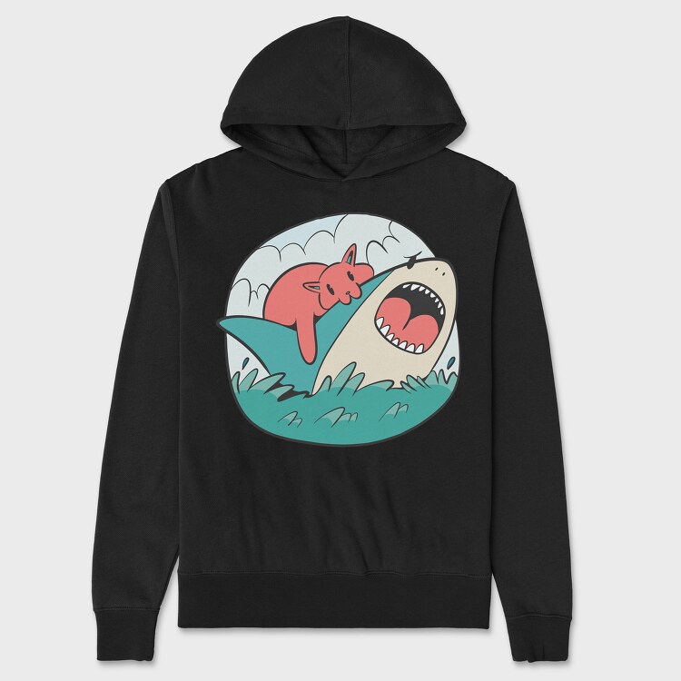 Cat Biting Shark, Унисекс Мъжко Суичър