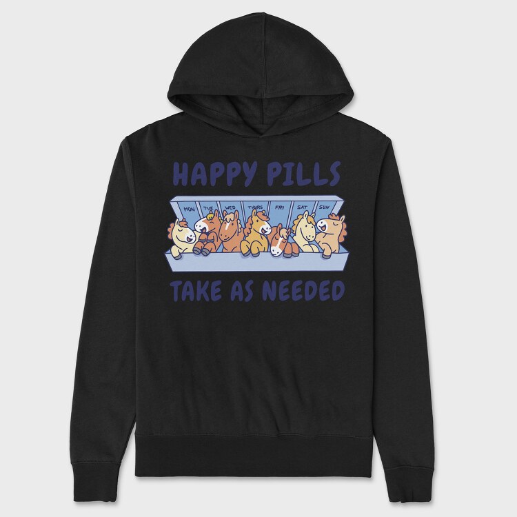 Happy Pills Horses, Unisex Men's Hoodie