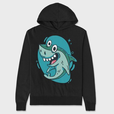 Happy Shark Cartoon, Unisex Men's Hoodie