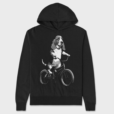 Dog on Bike, Unisex Men's Hoodie
