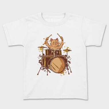 Drummer Cat, Kids' T-Shirt
