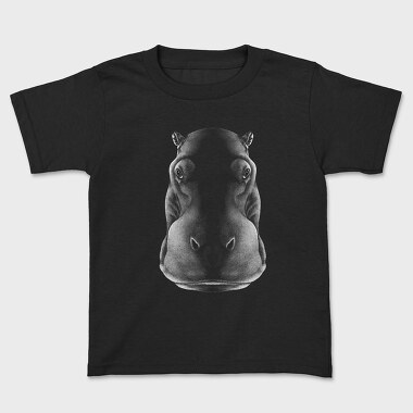 Monochrome Hippo Head, Kids' T-Shirt