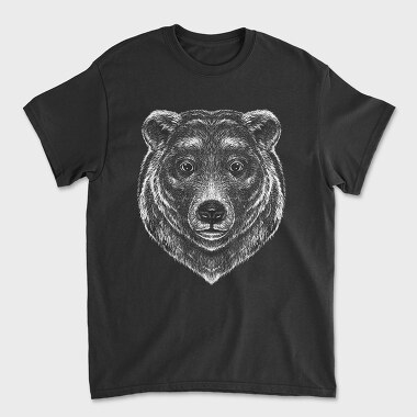 Monochrome Portrait Bear, Unisex Men's T-Shirt