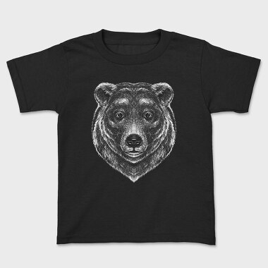 Monochrome Portrait Bear, Kids' T-Shirt