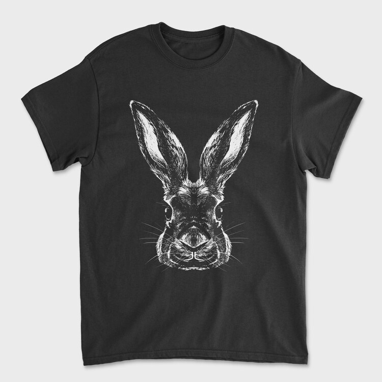 Monochrome Portrait Rabbit, Unisex Men's T-Shirt