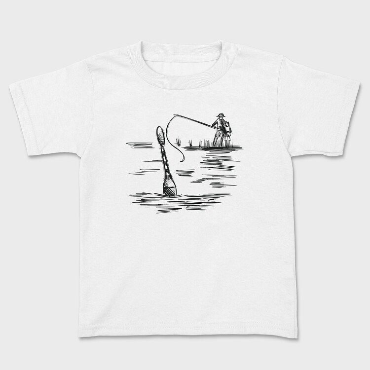 Monochrome Sketch Water, Kids' T-Shirt