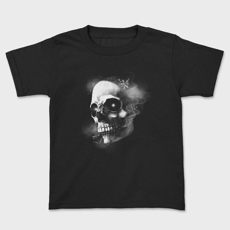 Monochrome Skull Nebula, Kids' T-Shirt