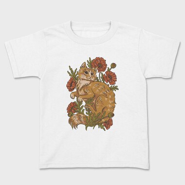 Red Cat Poppies, Kids' T-Shirt