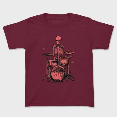 Red Skeleton Drummer, Kids' T-Shirt