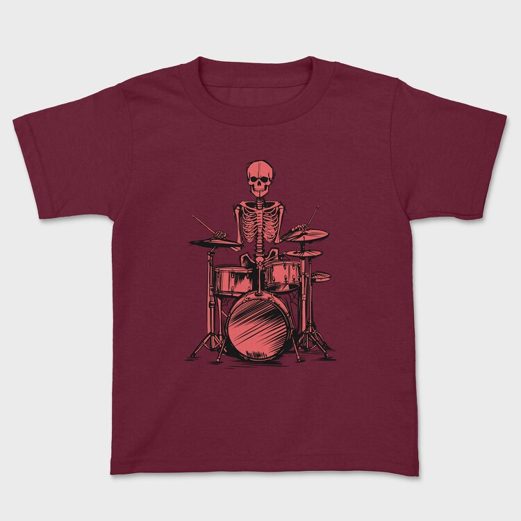 Red Skeleton Drummer, Kids' T-Shirt