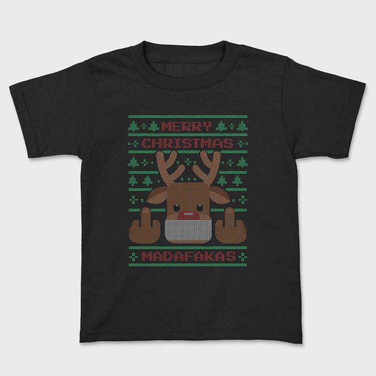 Reindeer Middle Finger Ugly Sweater, Детска Тениска