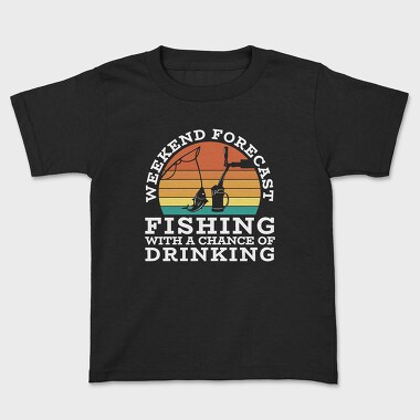 Kids' T-Shirt, Retro Sunset Drink and Fishing