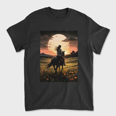 Unisex Men's T-Shirt, Rider Girl on Horse