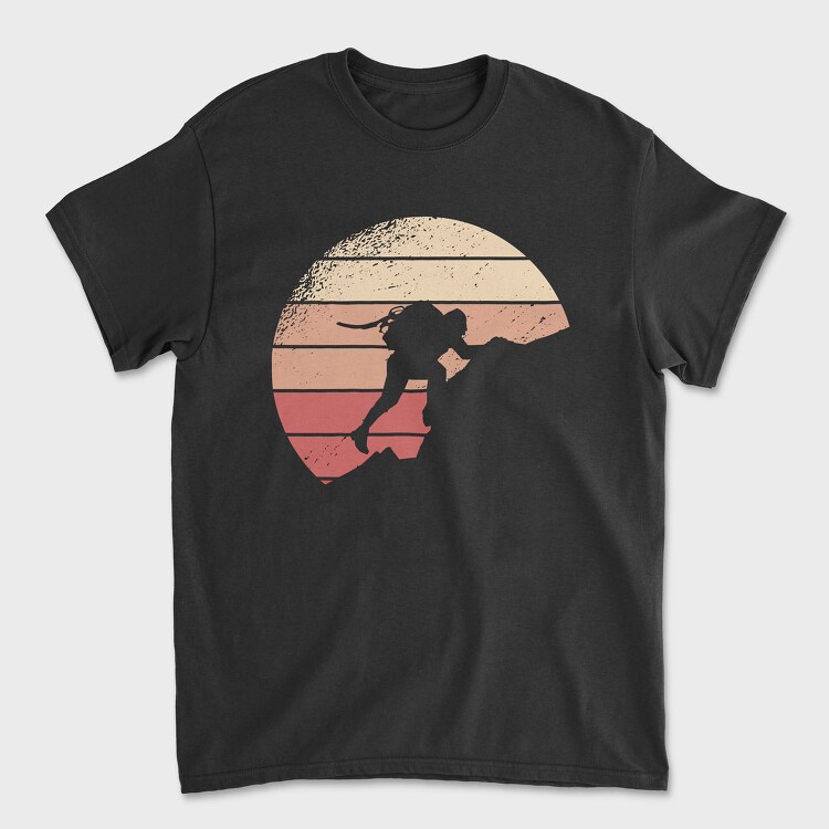 Mountain Climbing Retro Sunset, Unisex Men's T-Shirt