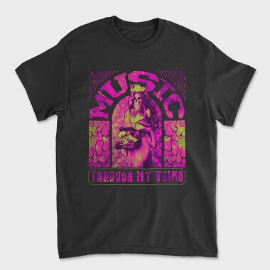 Rock Poster Music Through, Unisex Men's T-Shirt