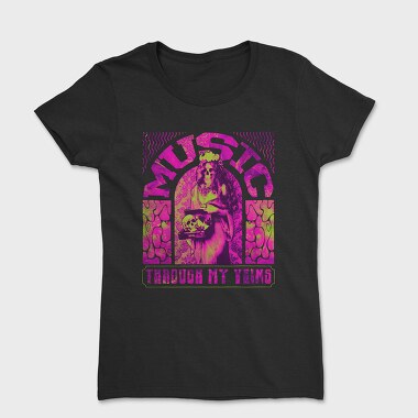 Rock Poster Music Through, Women's T-Shirt