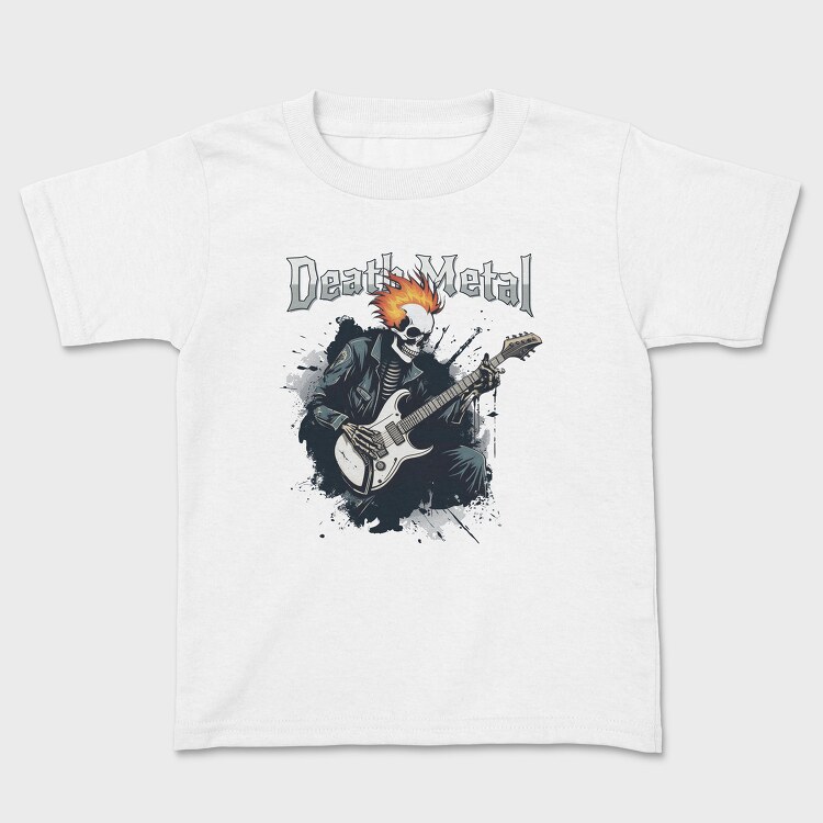 Rocking Skeleton Death Metal, Kids' T-Shirt