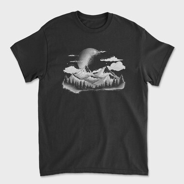 Unisex Men's T-Shirt, Mountains With the Moon