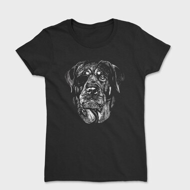 Rottweiler Eyepatch Portrait, Дамска Тениска