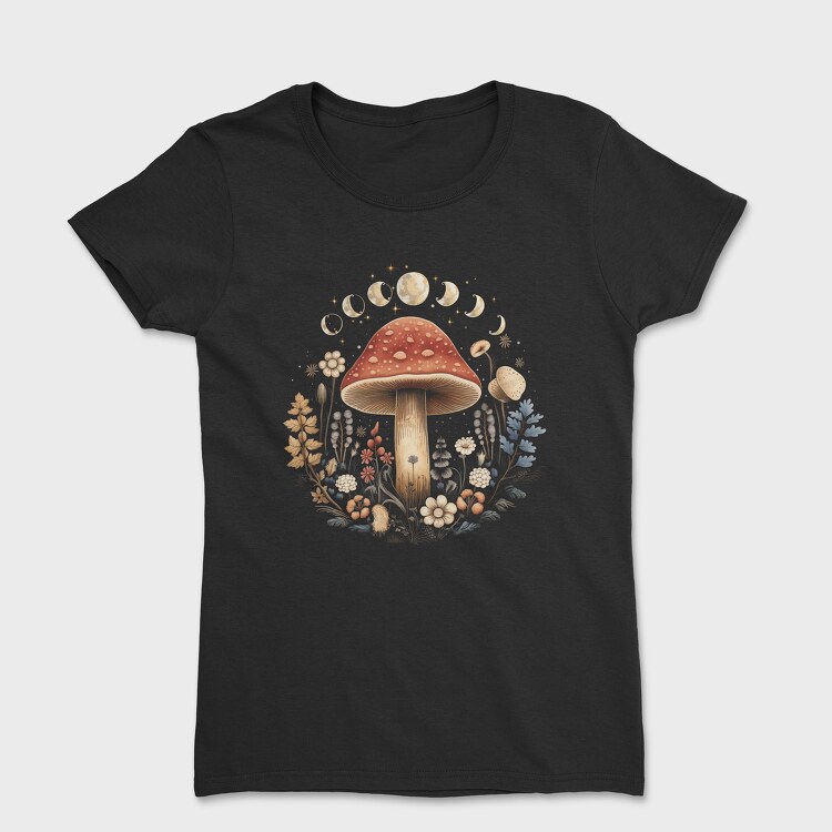 Mushroom Moon Flowers, Women's T-Shirt