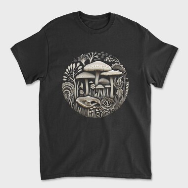 Mushroom Vinil Engraving, Unisex Men's T-Shirt